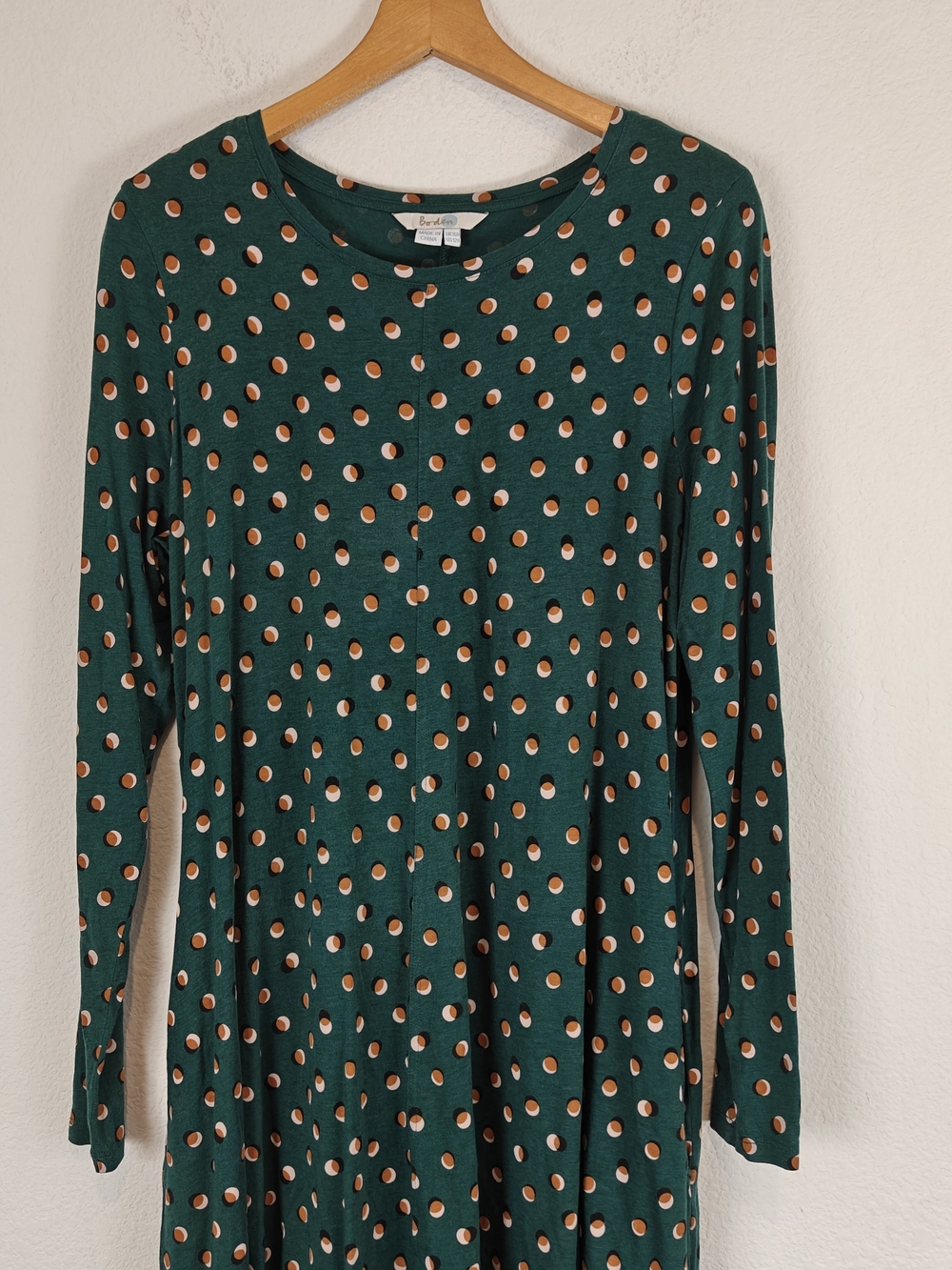 Boden Forest Green Polka Dot Swing Tunic Dress | Tencel Cotton Blend Pockets 12R - Picture 3 of 12